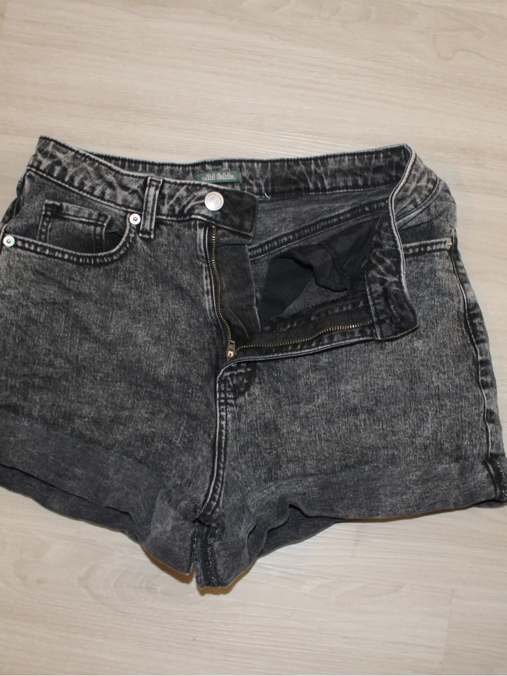 Women’s High-Rise Washed Black Denim Shorts